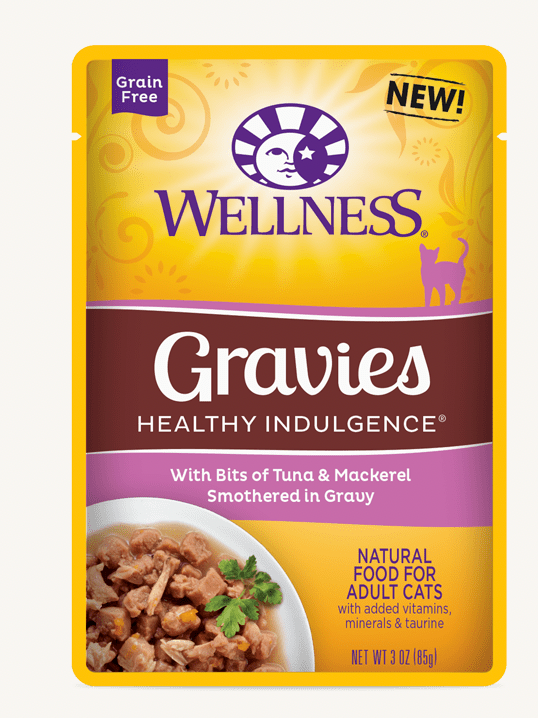Wellness Healthy Indulgence Gravies Tuna & Mackerel GF Cat Food Pouch (3oz/85g)
