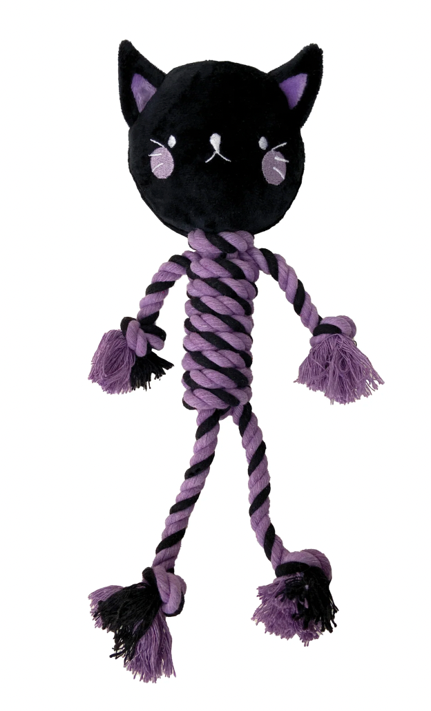 FouFouBrands FouFit Halloween Knotties - Black Cat Dog Toy