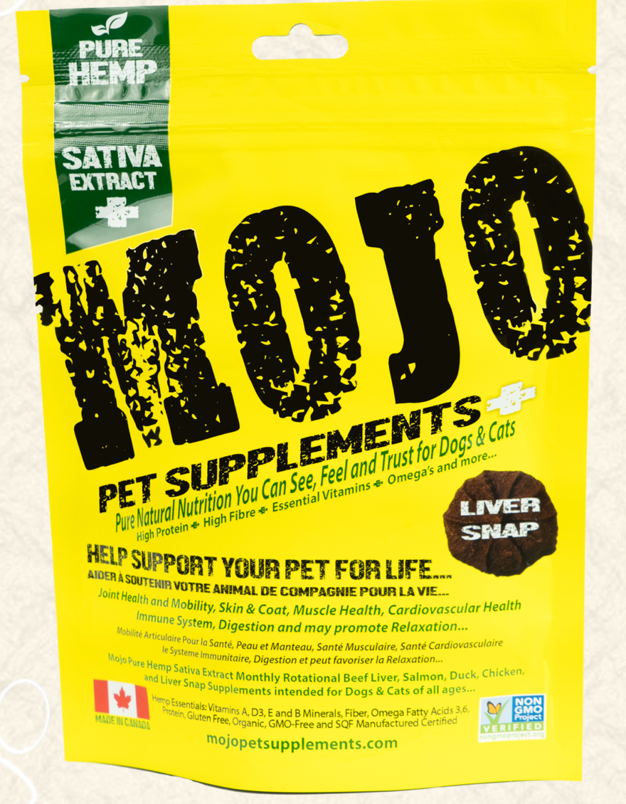 Mojo Pure Hemp Beef Liver Snaps with Sativa Extract Supplement for Dogs (4.2oz/120g)