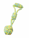 BUD&#39;Z Monkey Fist with Handle Rope Dog Toy - Green and Yellow (13.5&quot;)