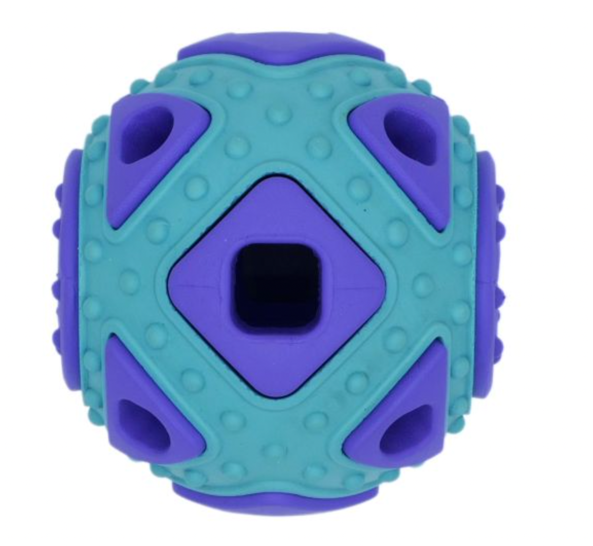 Bud'z Rubber Astro Ball - Squared Blue Dog Toy (2.5")