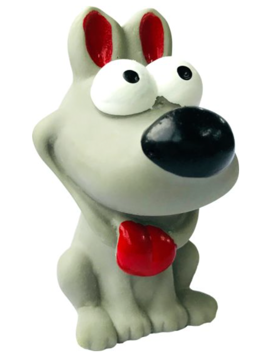 BUD'Z Latex Grey Dog with Squeaker Dog Toy (3.5")