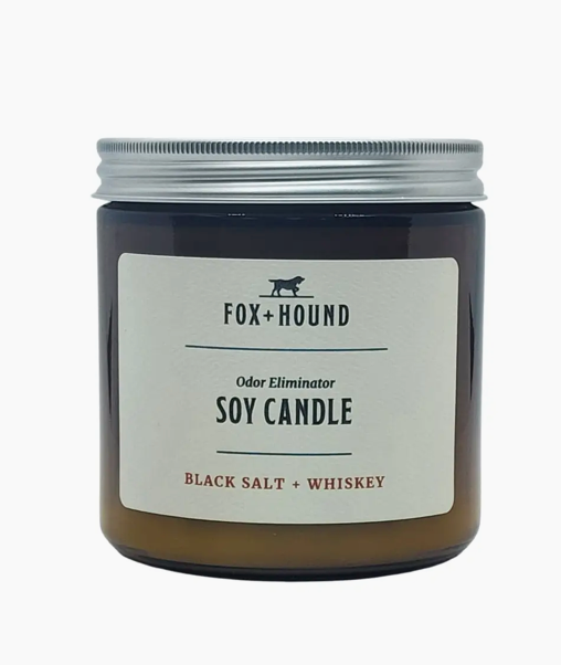 Fox + Hound Odor Eliminator Soy Candle - Black Salt & Whiskey Scent