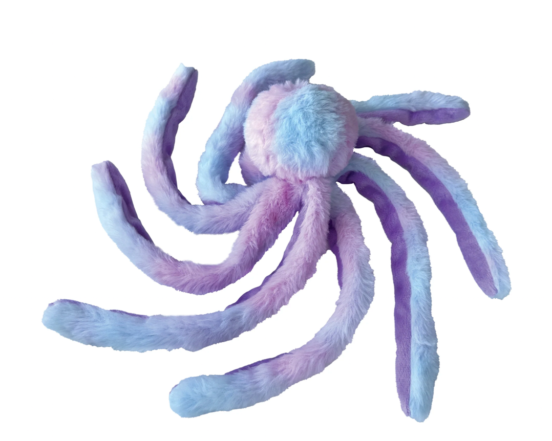 FouFouBrands Fuzzy Wuzzy Octopus Plush Dog Toy - Pink & Purple