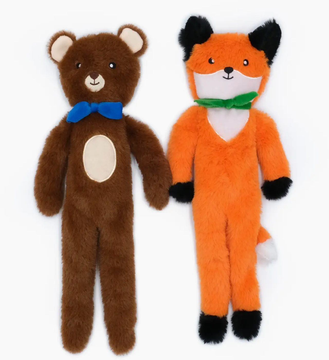 Zippy Paws Fluffy Peltz - Bear & Fox Dog Toy