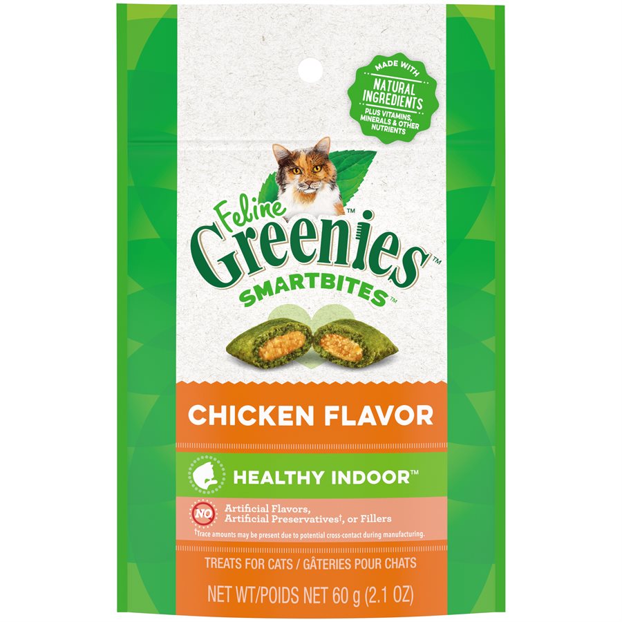 Greenies Feline Smartbites - Chicken Healthy Indoor Cat Treat (2.1oz/60g)