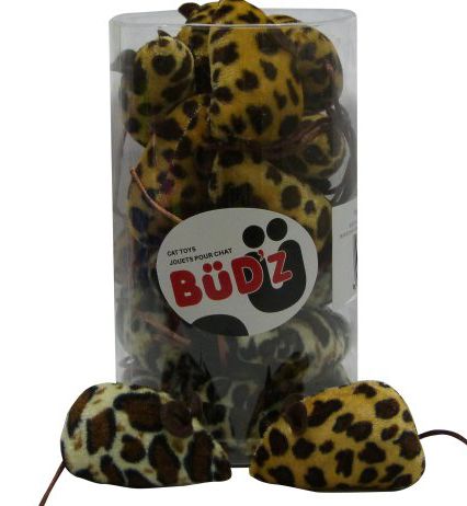 Bud'z White/Beige Leopard Spotty Mouse Cat Toy