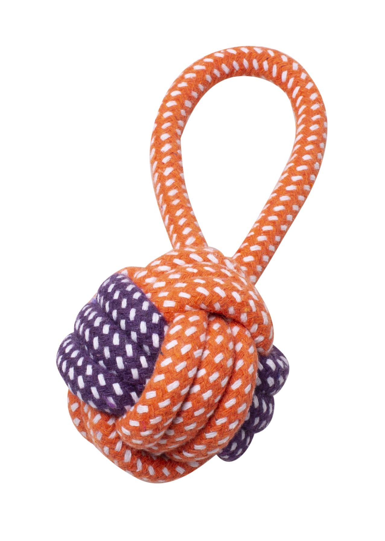 Bud'z Rope Monkey Fist With Loop - Orange And Purple Dog Toy (7.5")