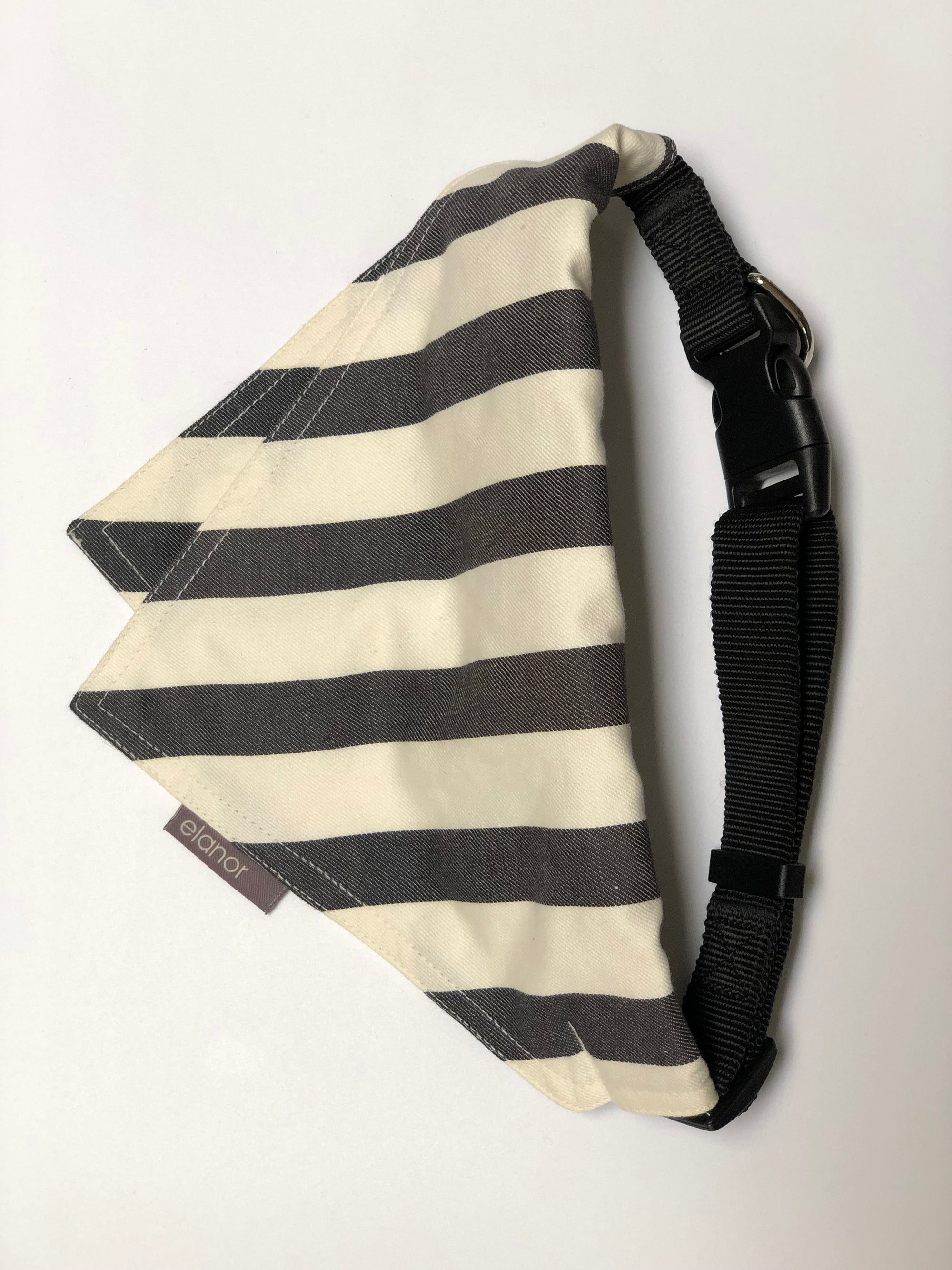 Elanor Collar Bandana - Spring Black & White Stripes (L/XL)