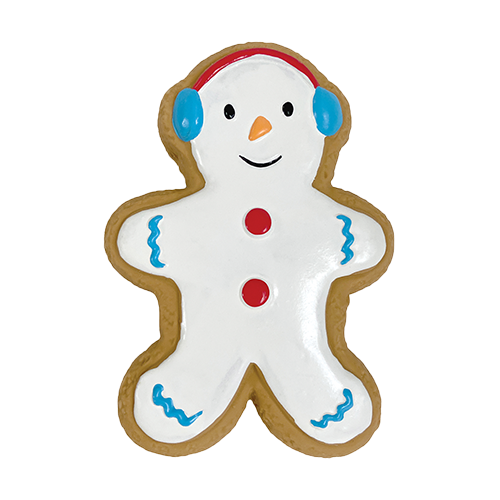 FouFouBrands Holiday Gingerbread Cookie - Snowman Dog Chew Toy