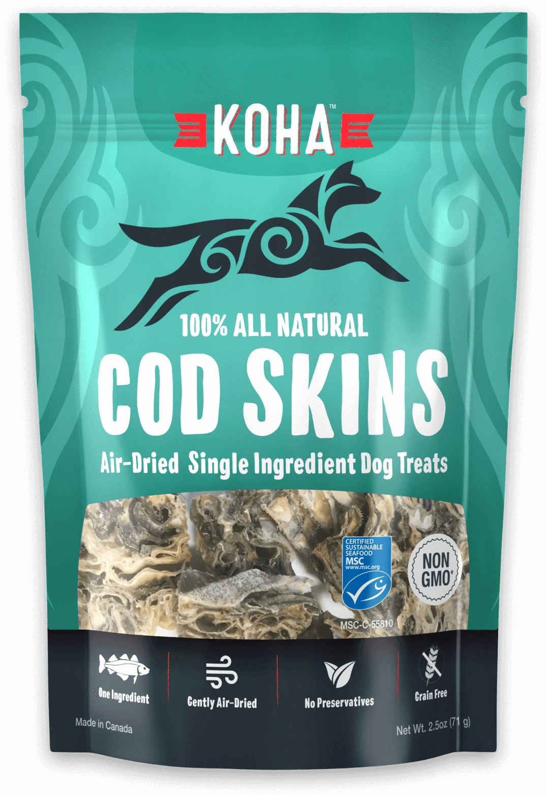 Koha Air Dried Cod Skins Dog Treats (2.5oz/71g)