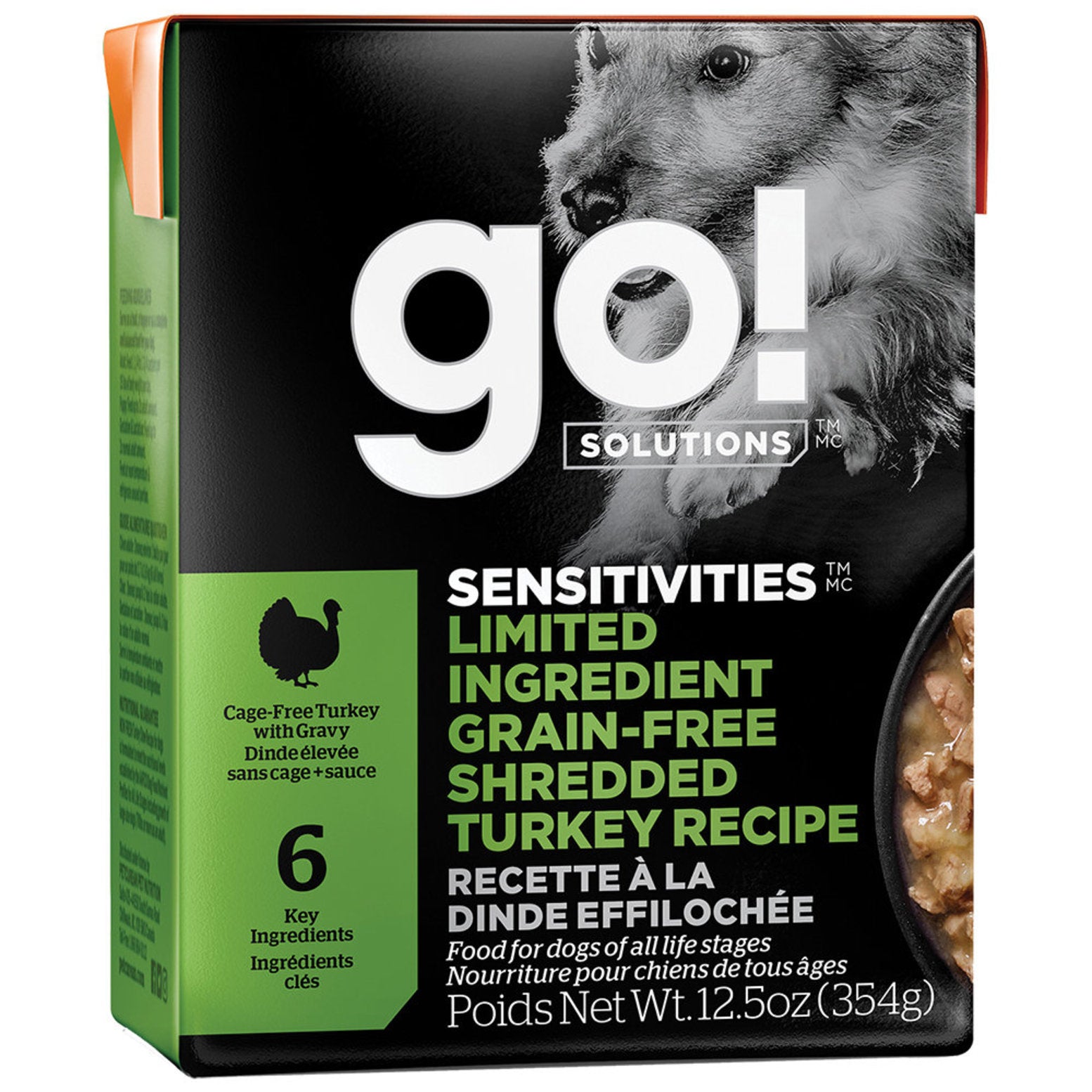Go! Sensitivities L.I.D. Shredded Turkey GF Tetra Pak Dog Food (12.5oz/354g)
