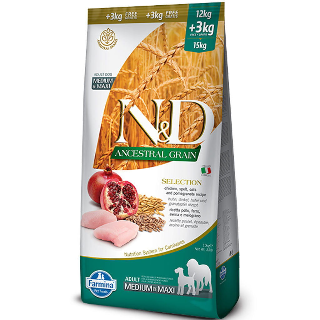 Farmina N&D Ancestral Grain - Selection Med/Maxi Dog Food (15kg/33lb)