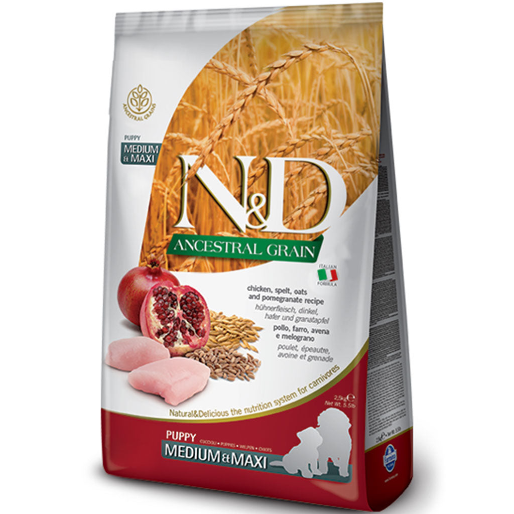 Farmina N&D Ancestral Grain - Chicken & Pomegranate Med/Maxi PUPPY Dog Food