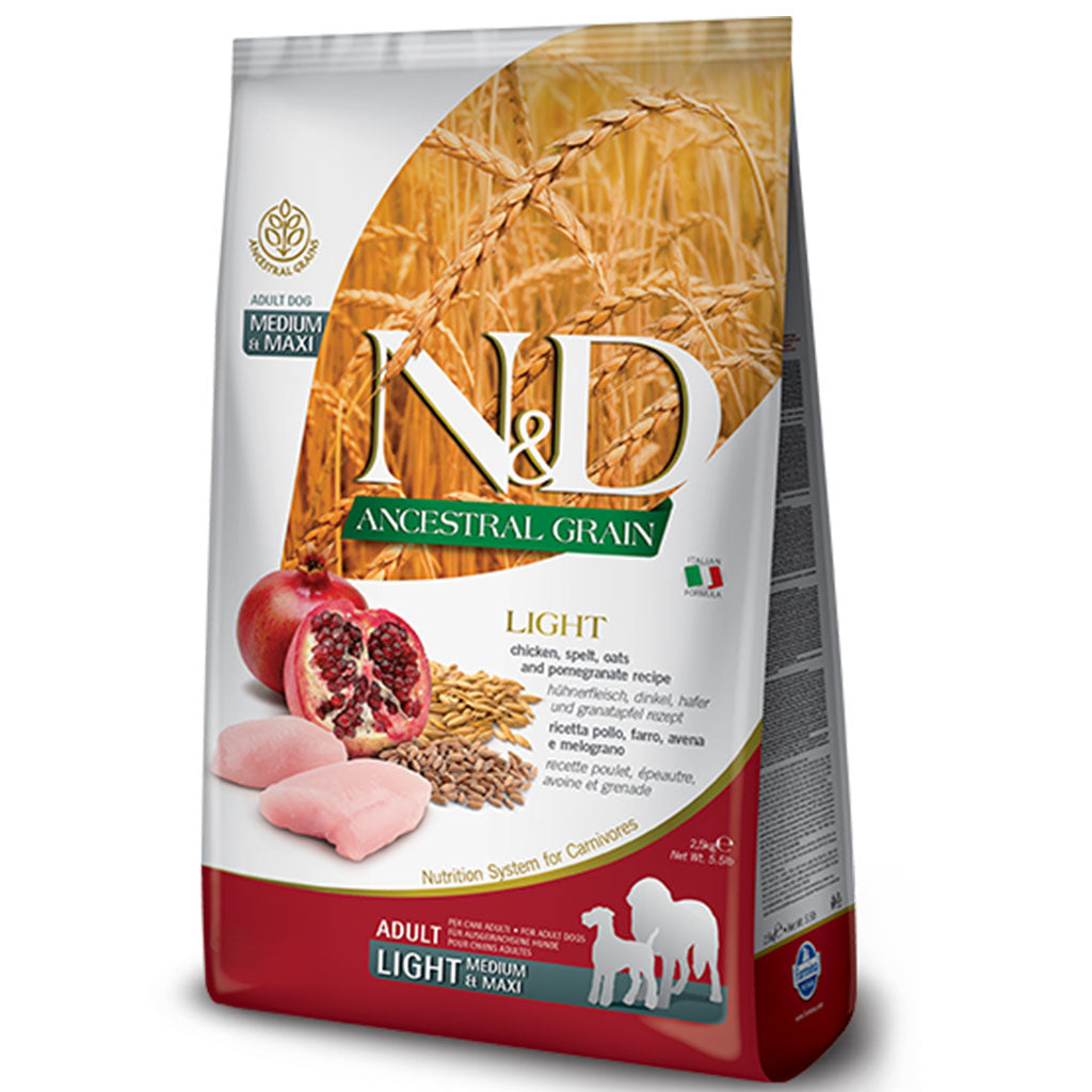 Farmina N&D Ancestral Grain - Chicken & Pomegranate LIGHT Adult Dog Food - Med/Maxi