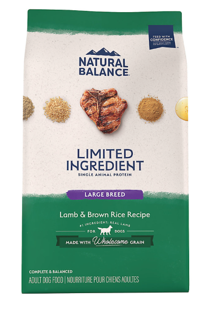 Natural Balance L.I.D. Lamb & Brown Rice Large Breed Bites Dog Food (11.8kg/26lb)