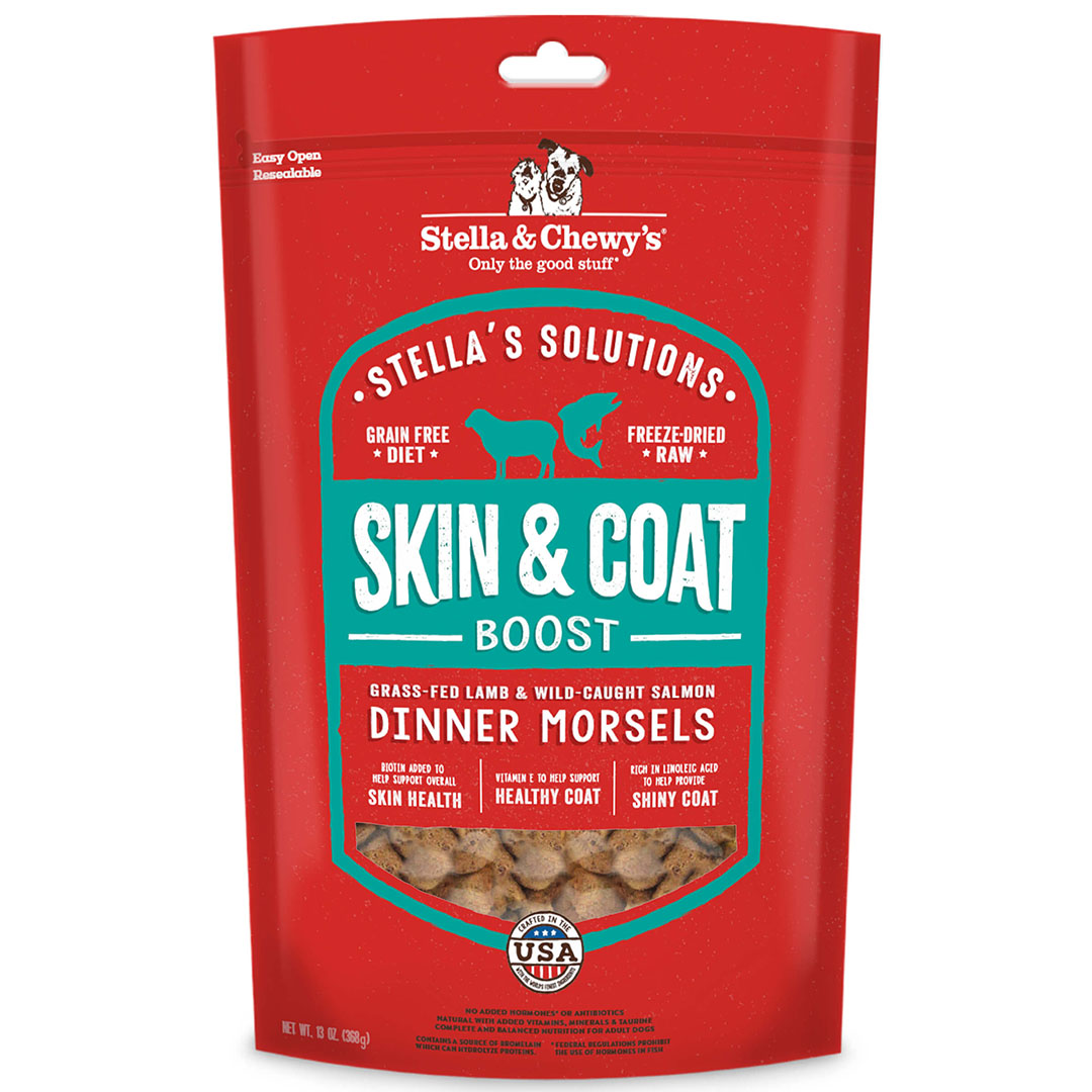 Stella & Chewy’s Solutions - Freeze-Dried Raw Skin & Coat Boost - Lamb & Salmon GF Dinner Morsels Dog Food (13oz/368g)