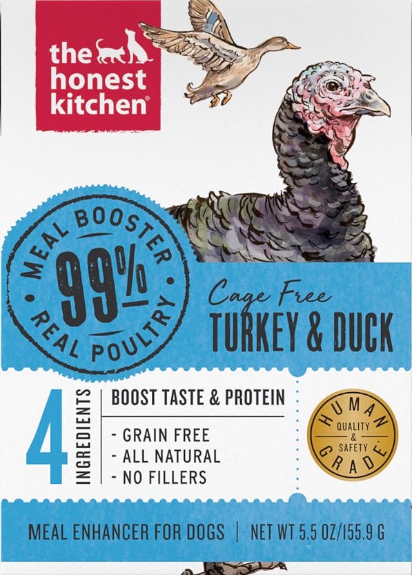 The Honest Kitchen Dog Food Meal Booster - 99% Turkey & Duck (5.5oz/155.9g)