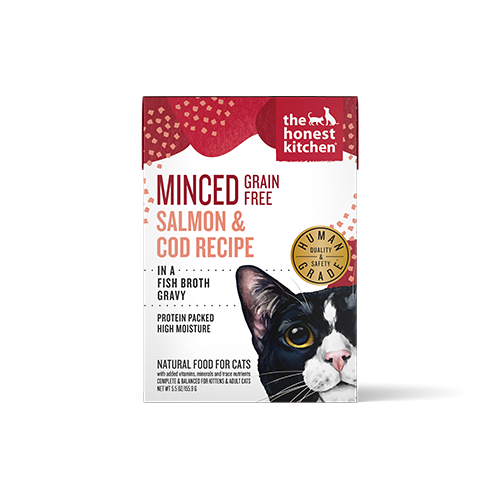 The Honest Kitchen "Minced" Complete & Balanced Salmon & Cod in Broth GF Wet Cat Food (5.5oz/155.9g)