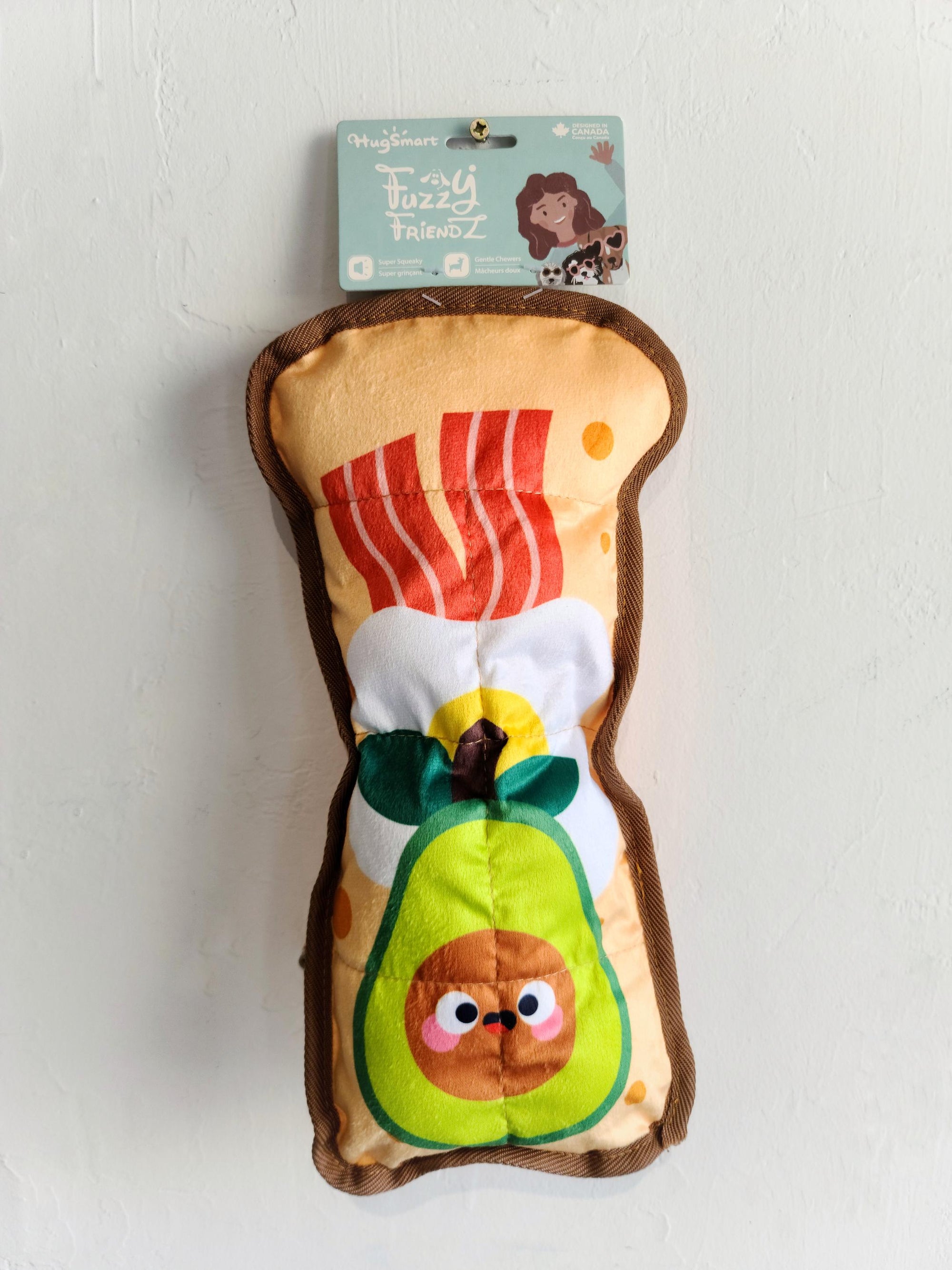HugSmart Fuzzy Friendz - Avocado Toast Dog Toy