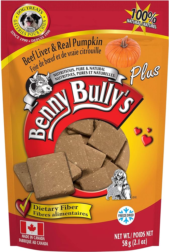 Benny Bully's Beef Liver plus Real Pumpkin Dog Treats (2.1oz/58g)
