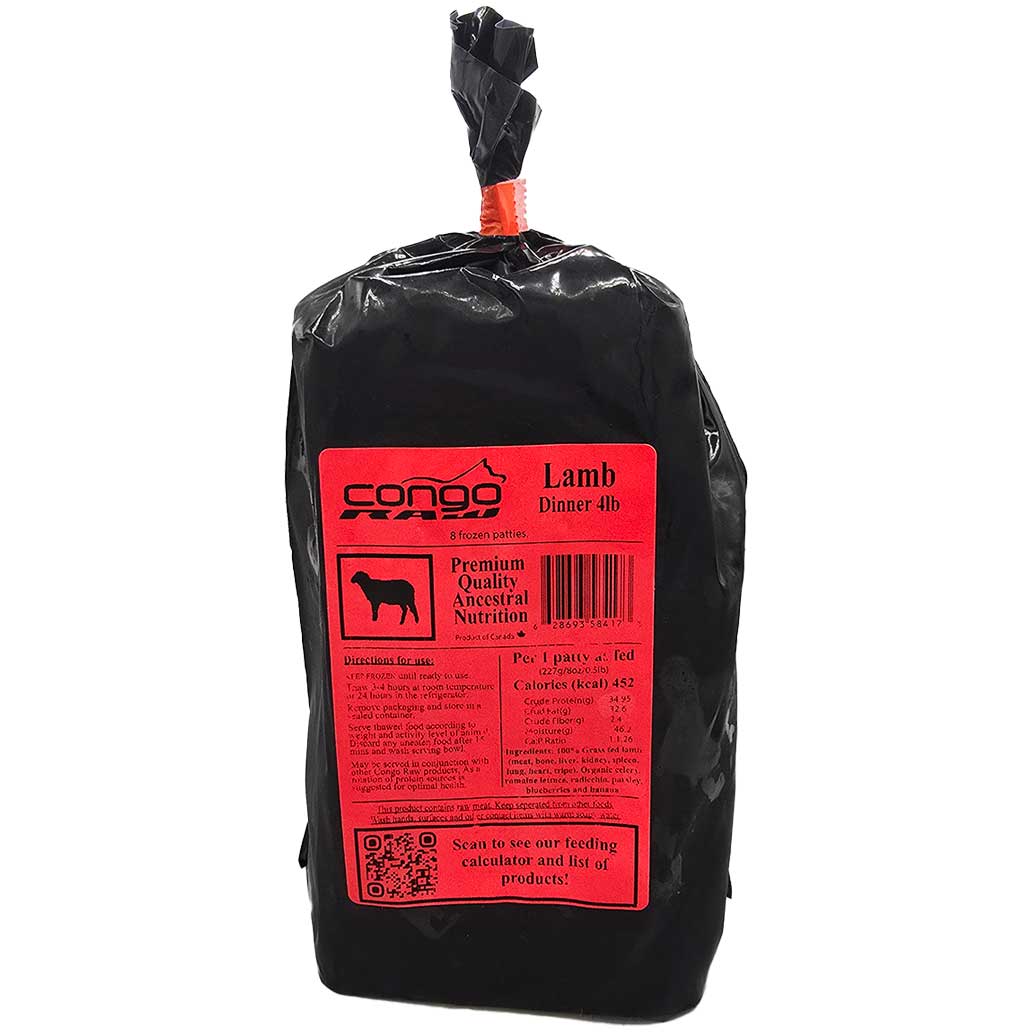 Congo Raw Dog Food - Lamb Dinner 4lb (8oz Patties)