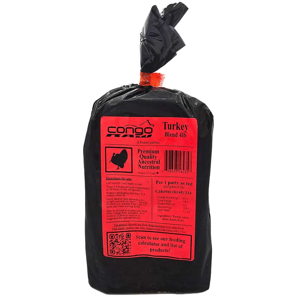 Congo Raw Dog Food BLENDS -  Turkey 4lb (8oz Patties)