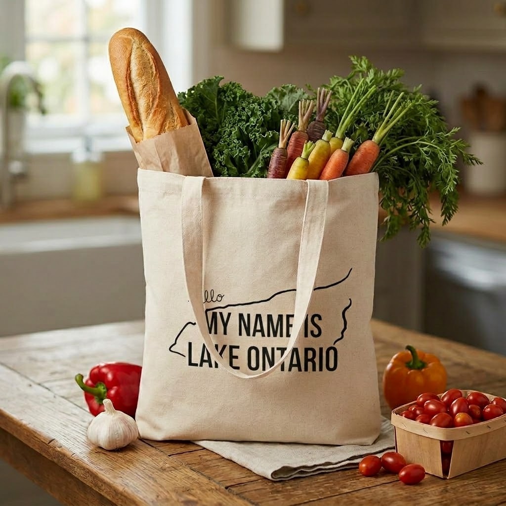 Neighbourhoodie My Name is Lake Ontario Canvas Tote Bag (13"x15")