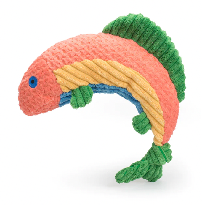 HuggleHounds - Knotties Tuffut - Knottie Rauccous Rainbow Trout Dog Toy (S)