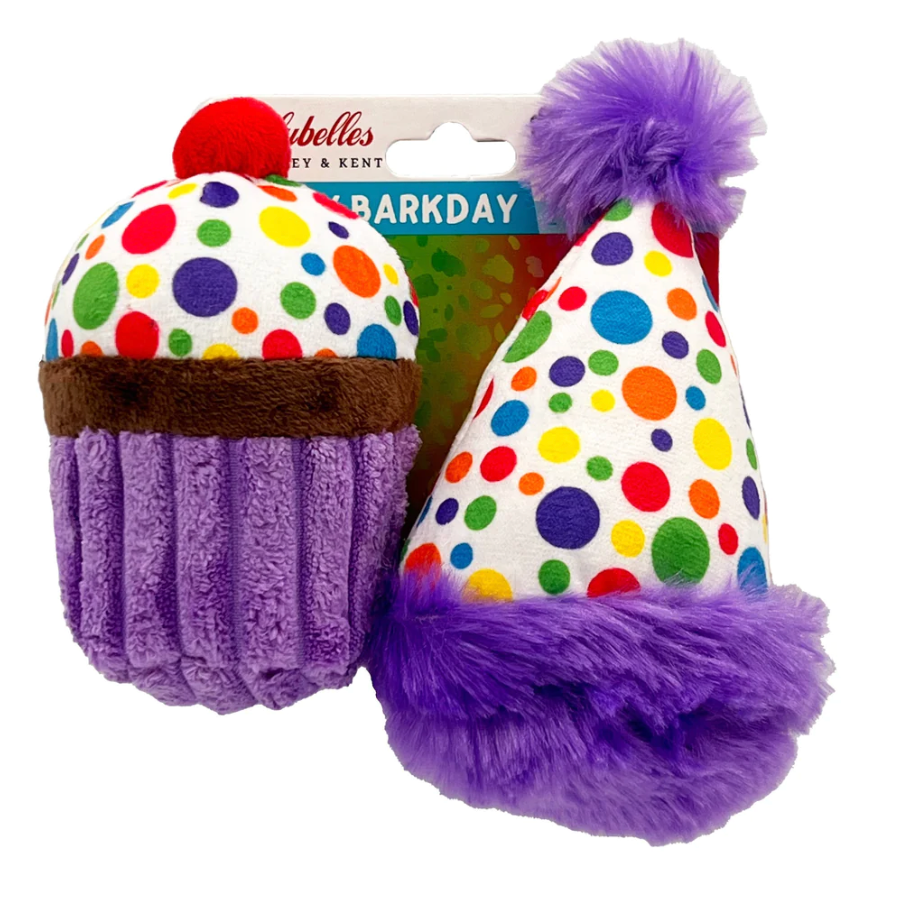 Huxley & Kent Lulubelles Tiny luffs -It's My Barkday Pupcake & Party Hat - 2pk
