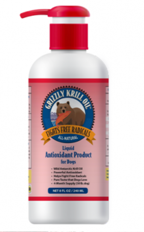 Grizzly Krill Oil Dog Food Supplement (8oz/250ml)