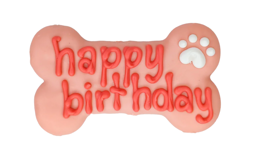 Bosco & Roxy's Happy Birthday Bone - Pink (6")