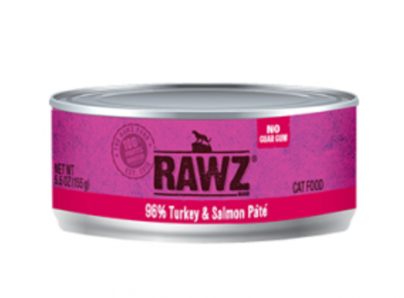Rawz 96% Turkey & Salmon Pâté Canned Cat Food (5.5oz/155g)