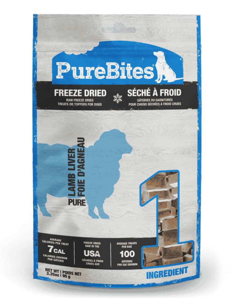Purebites Freeze Dried New Zealand Lamb Liver Dog Treats (3.35oz/95g)