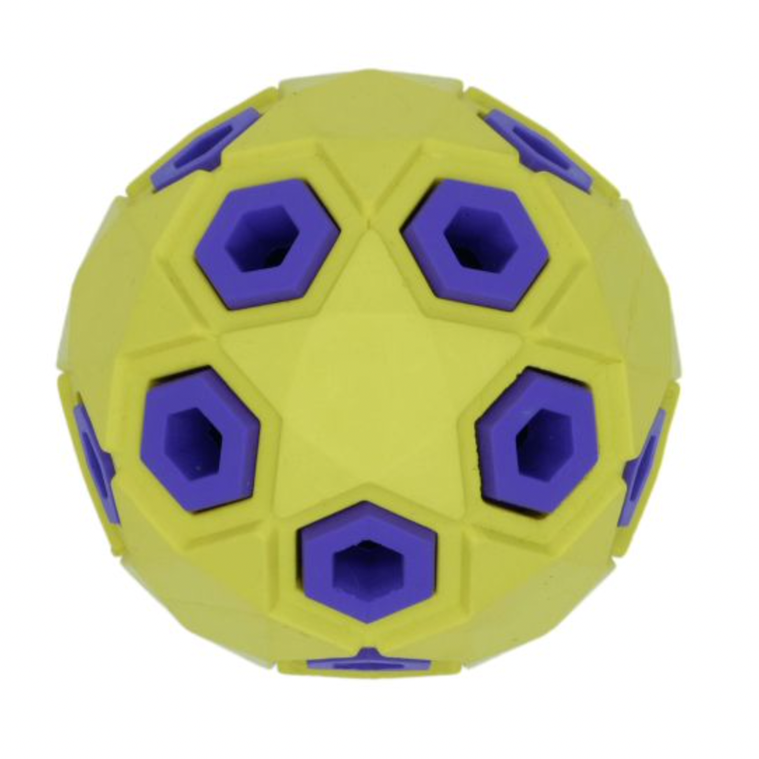 Bud'z Rubber Astro Ball - Starry Yellow Dog Toy (3")