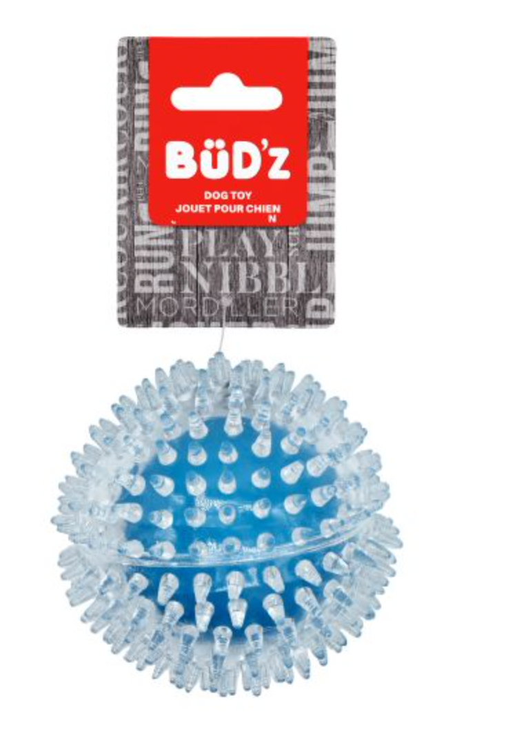 BUD&#39;Z Transparent Spiked Rubber Ball Dog Toy