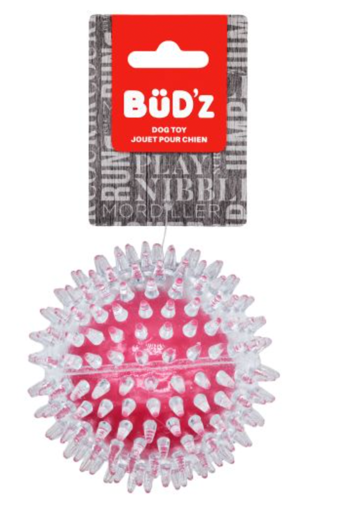 BUD&#39;Z Transparent Spiked Rubber Ball Dog Toy