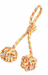 BUD&#39;Z Double Monkey&#39;s Fist with Loop Rope Dog Toy - Orange and Yellow (15.5&quot;)
