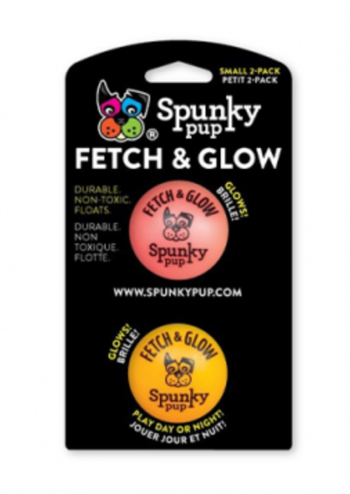 Spunky Pup FETCH & Glow Ball (Small) - 2pk
