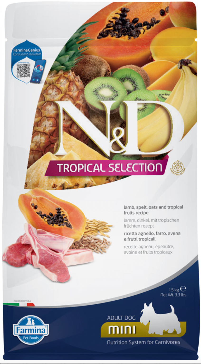 Farmina N&D Tropical Selection - Lamb, Spelt, Oats & Tropical Fruits Mini Adult Dog Food