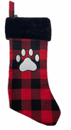 SPOT Holiday Pet Stocking - Red &amp; Black Plaid w Paw Print