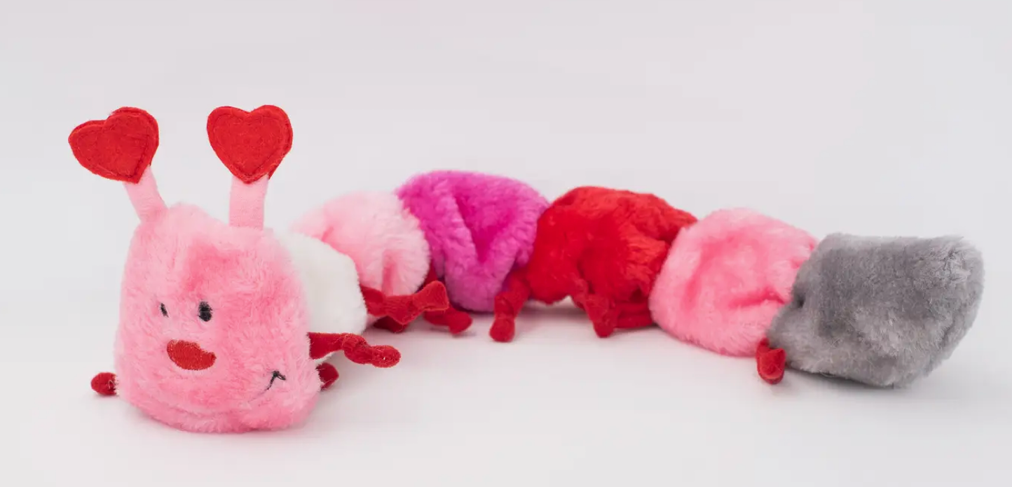 Zippy Paws Valentine's Caterpillar Dog Toy (L)