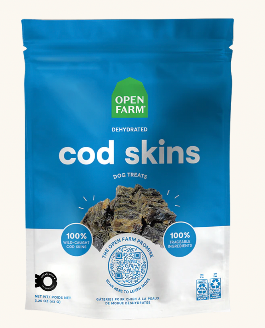 Open Farm Dehydrated Cod Skins Dog Treats (2.25oz/64g)