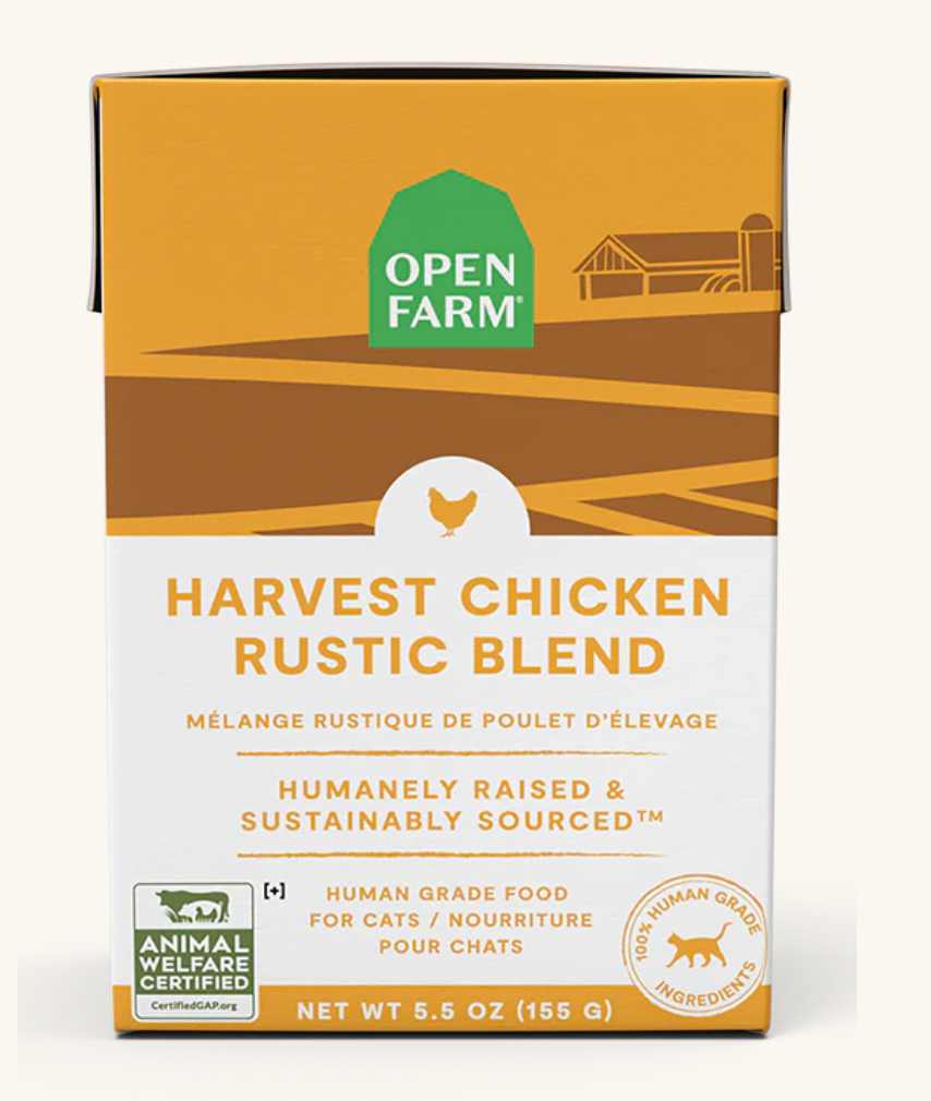 Open Farm Harvest Chicken Rustic Blend GF Cat Food Carton (5.5oz/156g)