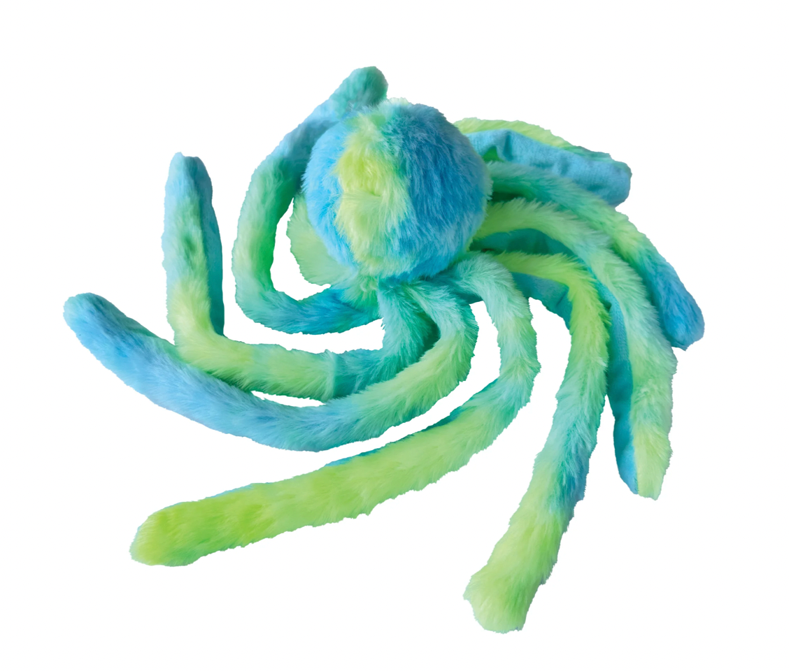 FoufouBrands Fuzzy Wuzzy Octopus Dog Toy Blue Green LG 16.5