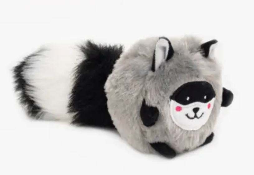 Zippy Paws Bushy Throw - Raccoon Dog Toy