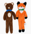 Zippy Paws Fluffy Peltz - Bear &amp; Fox Dog Toy