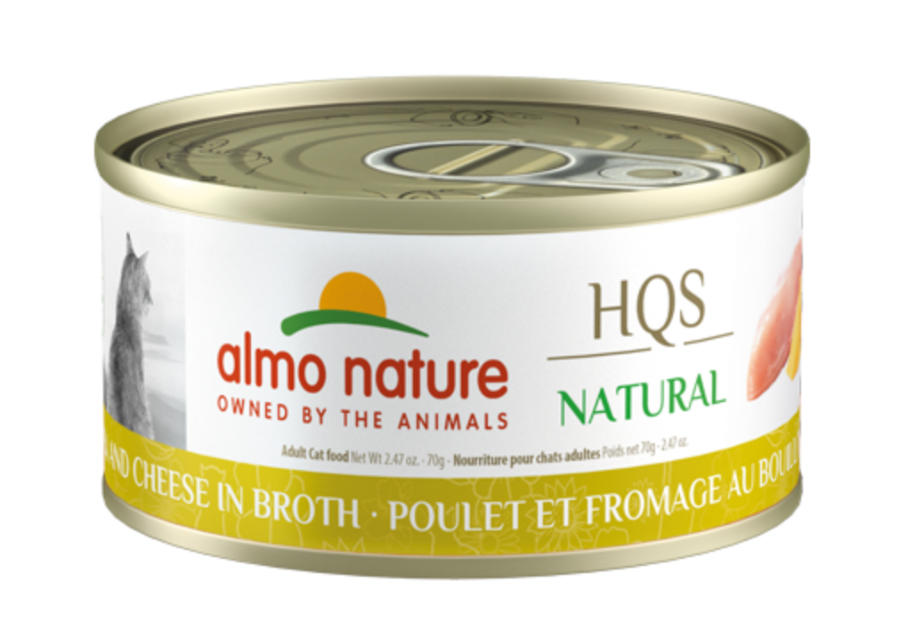 Almo HQS Nature Chicken & Cheese in Broth GF Canned Cat Food (70g/2.47oz)
