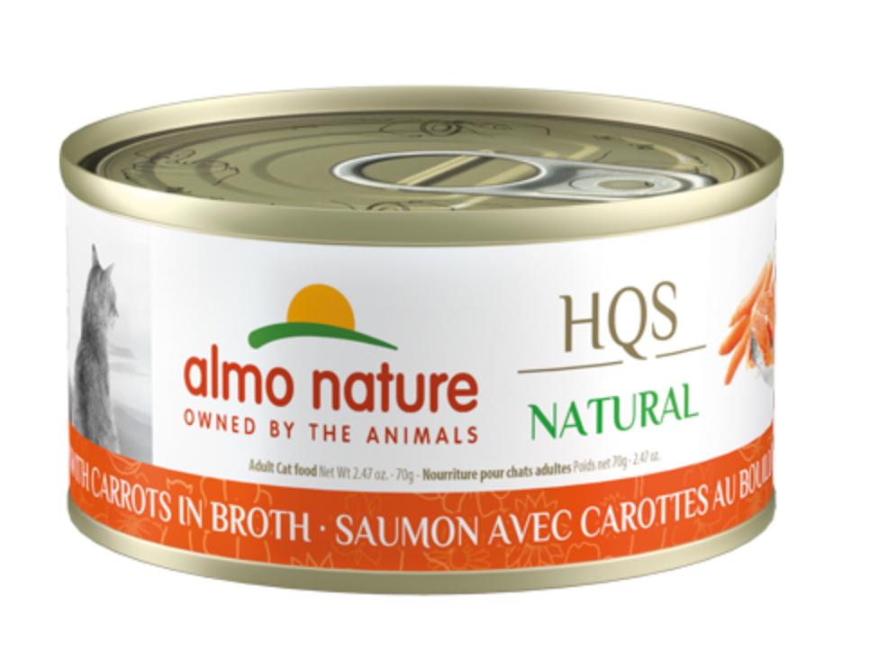 Almo HQS Nature Salmon with Carrots in Broth GF Canned Cat Food (70g/2.47oz)