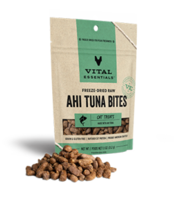 Vital Essentials Freeze-Dried Raw Ahi Tuna Bites Cat Treats (1.1oz/31.1g)